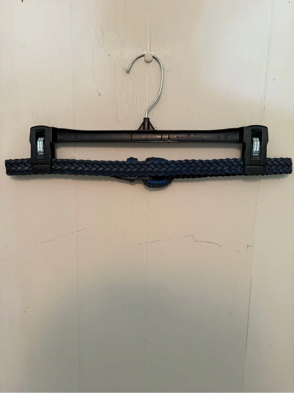 Capezio 80s/90s genuine leather braided belt in navy with cerulean buckle